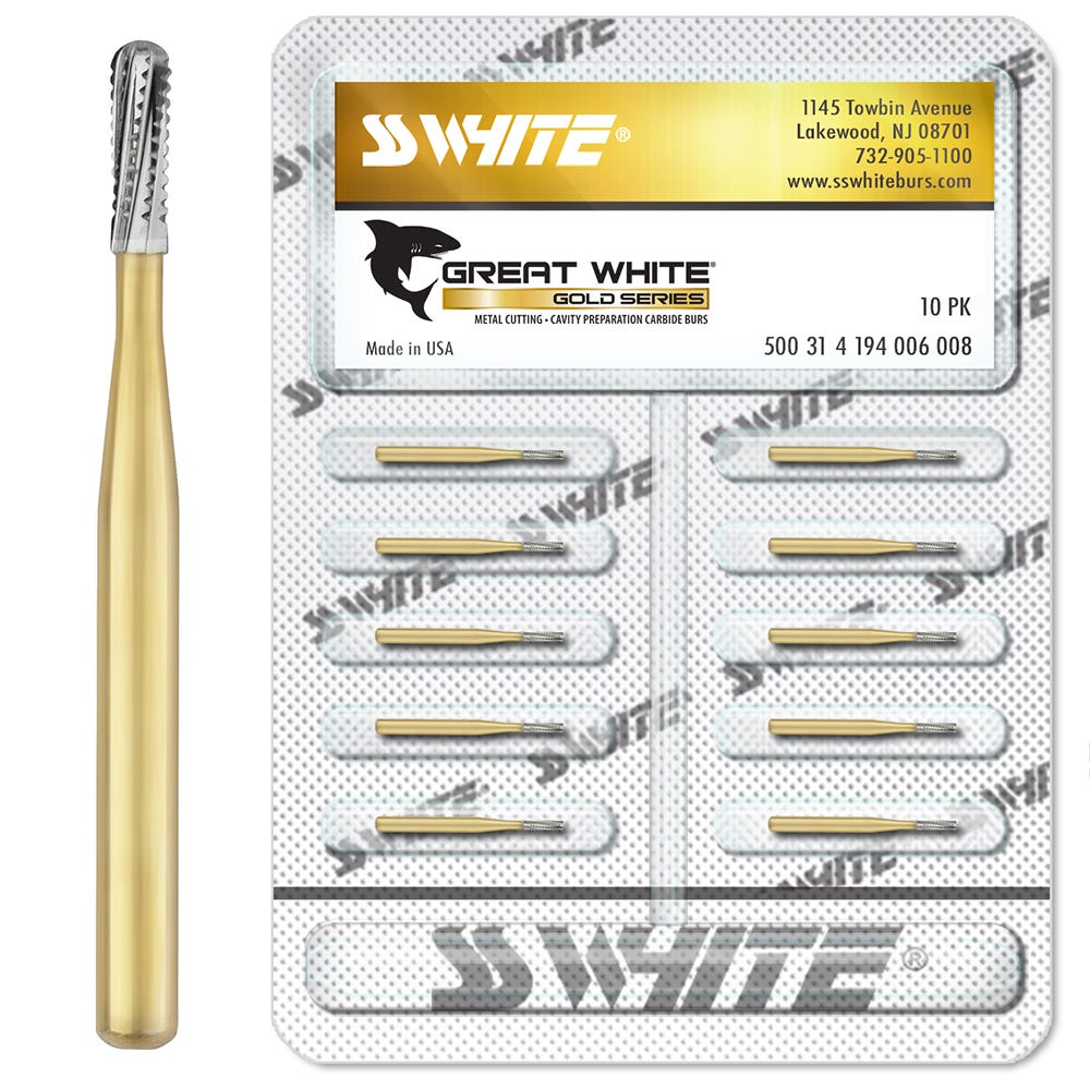 Great White Gold Series Carbide Burs | Scott's Dental Supply