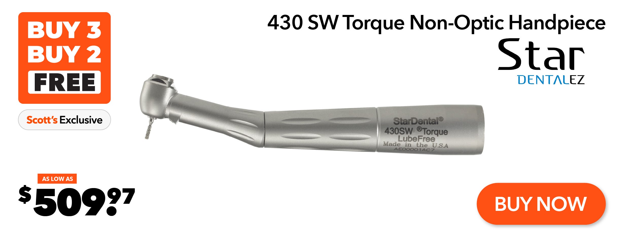 Buy 3 Star 430 SW Torque Non-Optic Handpiece Get 2 FREE!
